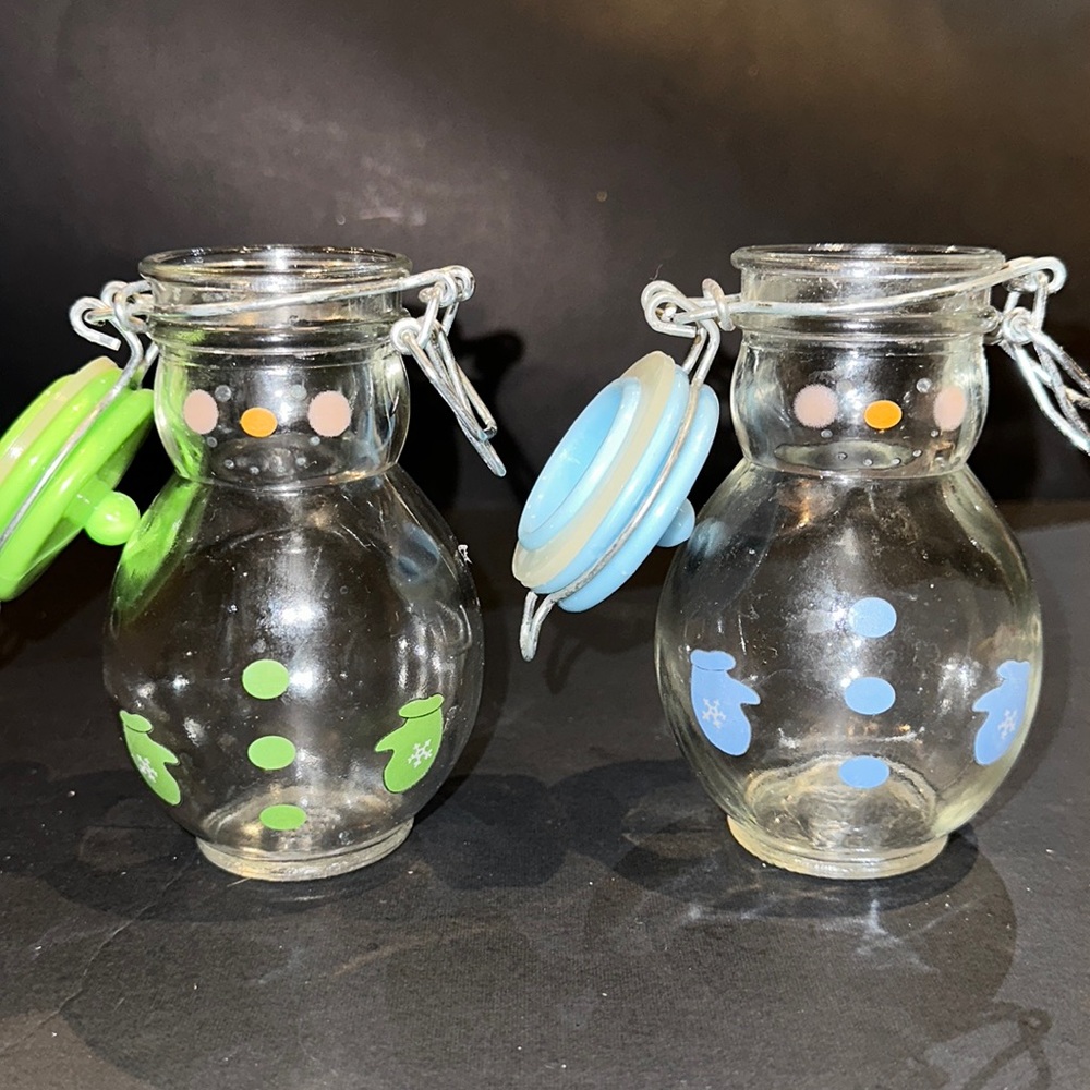 Vintage Green & Blue Snowmen with Locking Lid, MSRF
